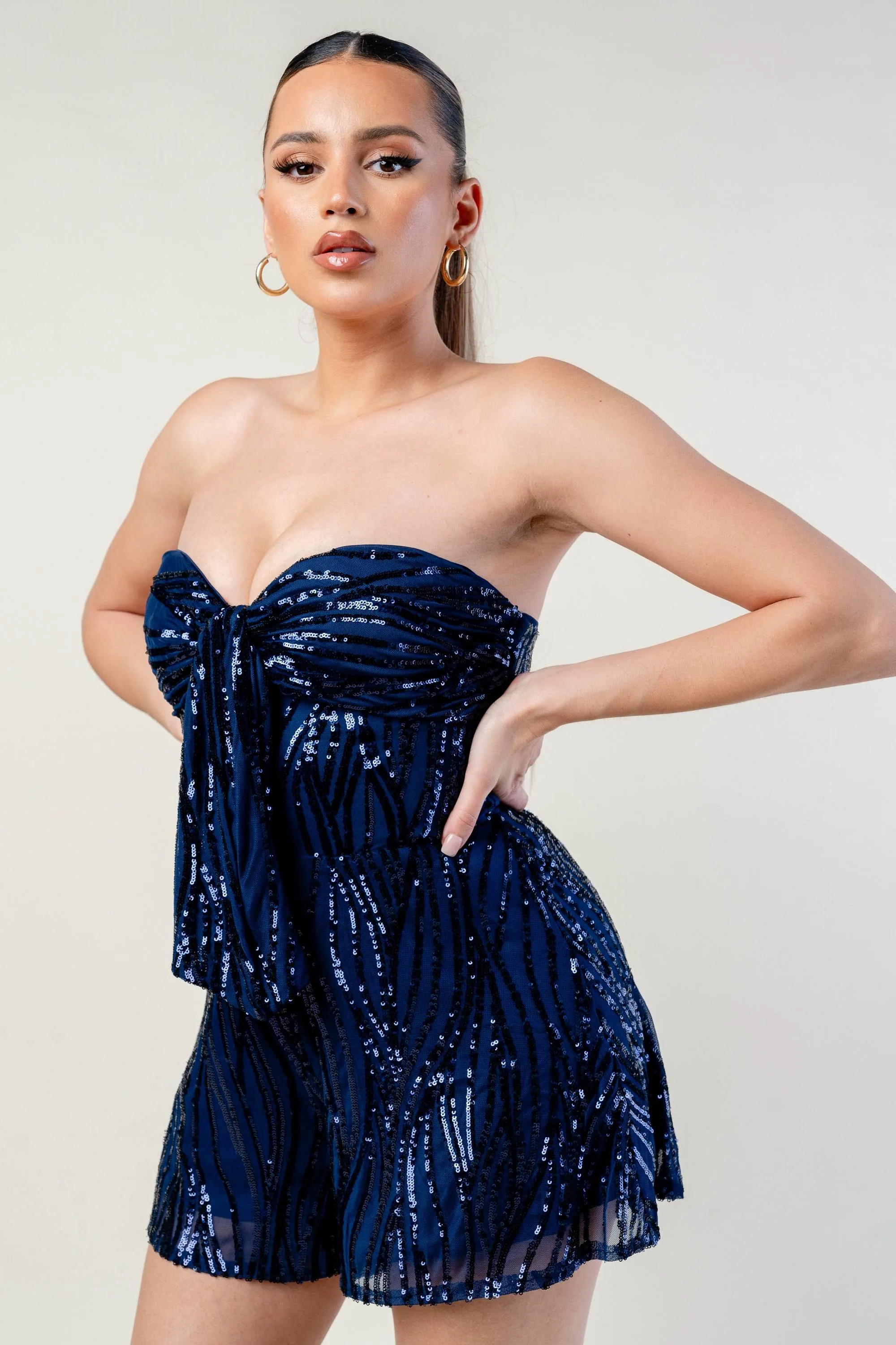SEQUINS OFF SHOULDER SWEETHEART KNOT ROMPER sold by privy product image thumbnail 3