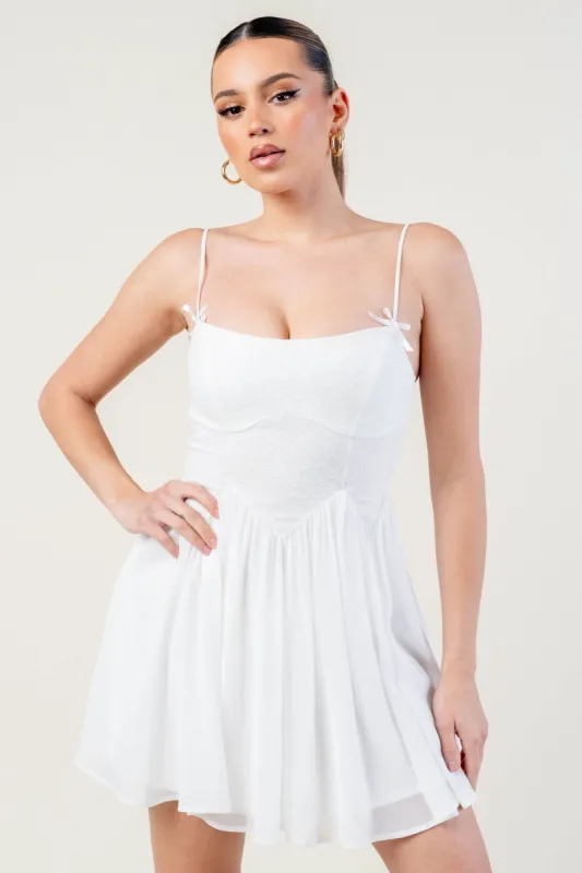 PD78053B-W / ADORABLE CHIFFON SLEEVELESS BOWS SKATER MINI DRESS sold by privy