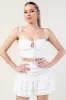 RUFFLE KNIT BOW STRAPS CAMI TANK TOP & SKIRT SETS sold by privy
