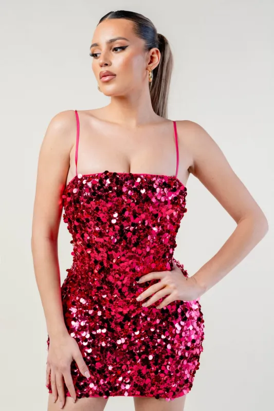 PD77543ES / GLAM MESH SEQUINS SLEEVELESS TANK MINI DRESS sold by privy
