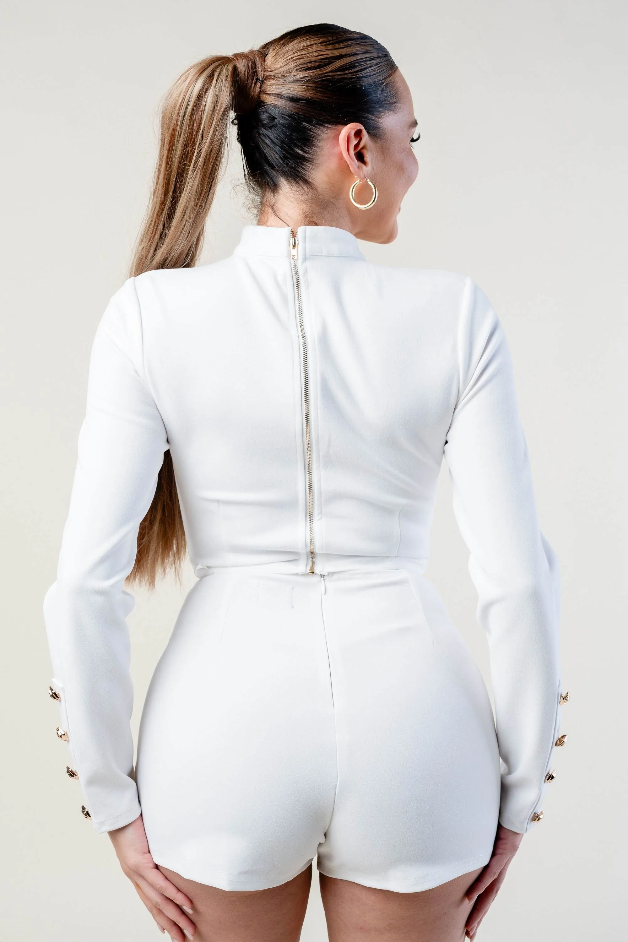 LUXE BUTTON DOWN BOLERO CROP TOP & MINI SKIRT SETS sold by privy product image thumbnail 4