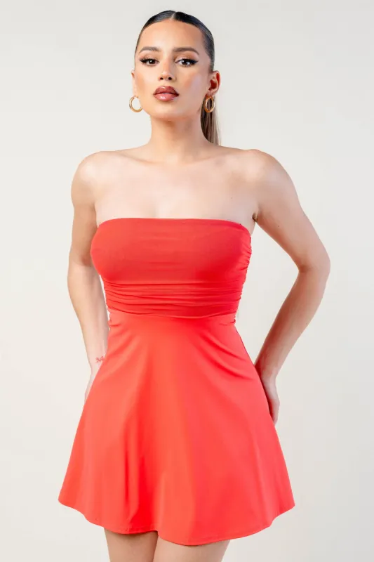 PD78442N-W / ADORABLE SOLID OFF SHOULDER SKATER TUBE MINI DRESS sold by privy