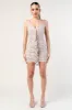 PD77353K-W / FLORAL PRINT MESH RUFFLED DRAPED RUCHED MINI DRESS sold by privy