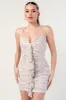 PD77353K-W / FLORAL PRINT MESH RUFFLED DRAPED RUCHED MINI DRESS sold by privy