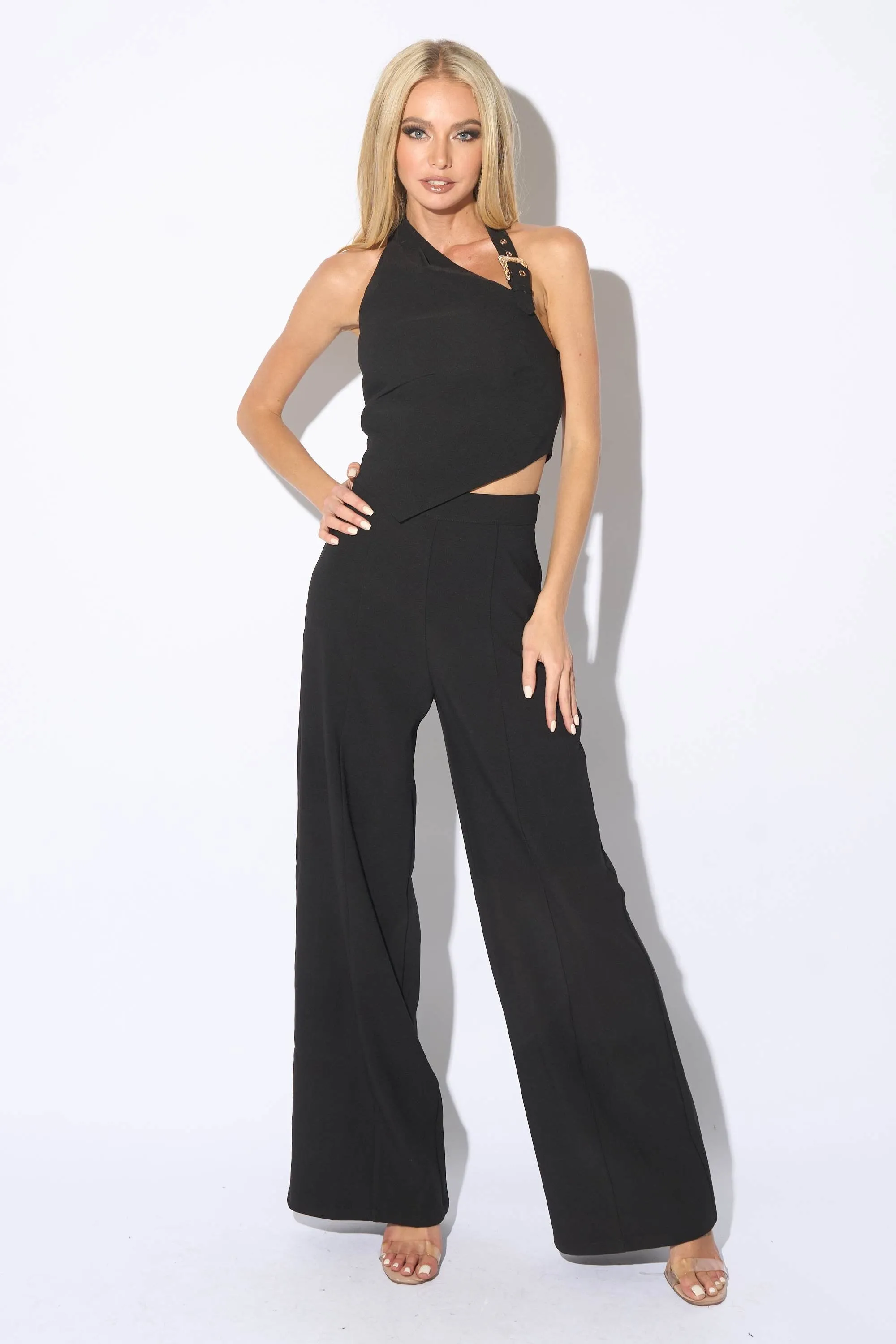 CHIC UNBALANCE CROPPED TOP & WIDE LEGS PANTS SET sold by privy product image thumbnail 5