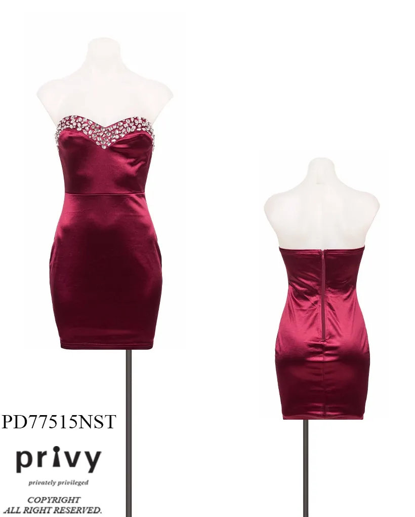 LUXE CASINO SATIN RHINESTONES TUBE MINI DRESS sold by privy product image thumbnail 5