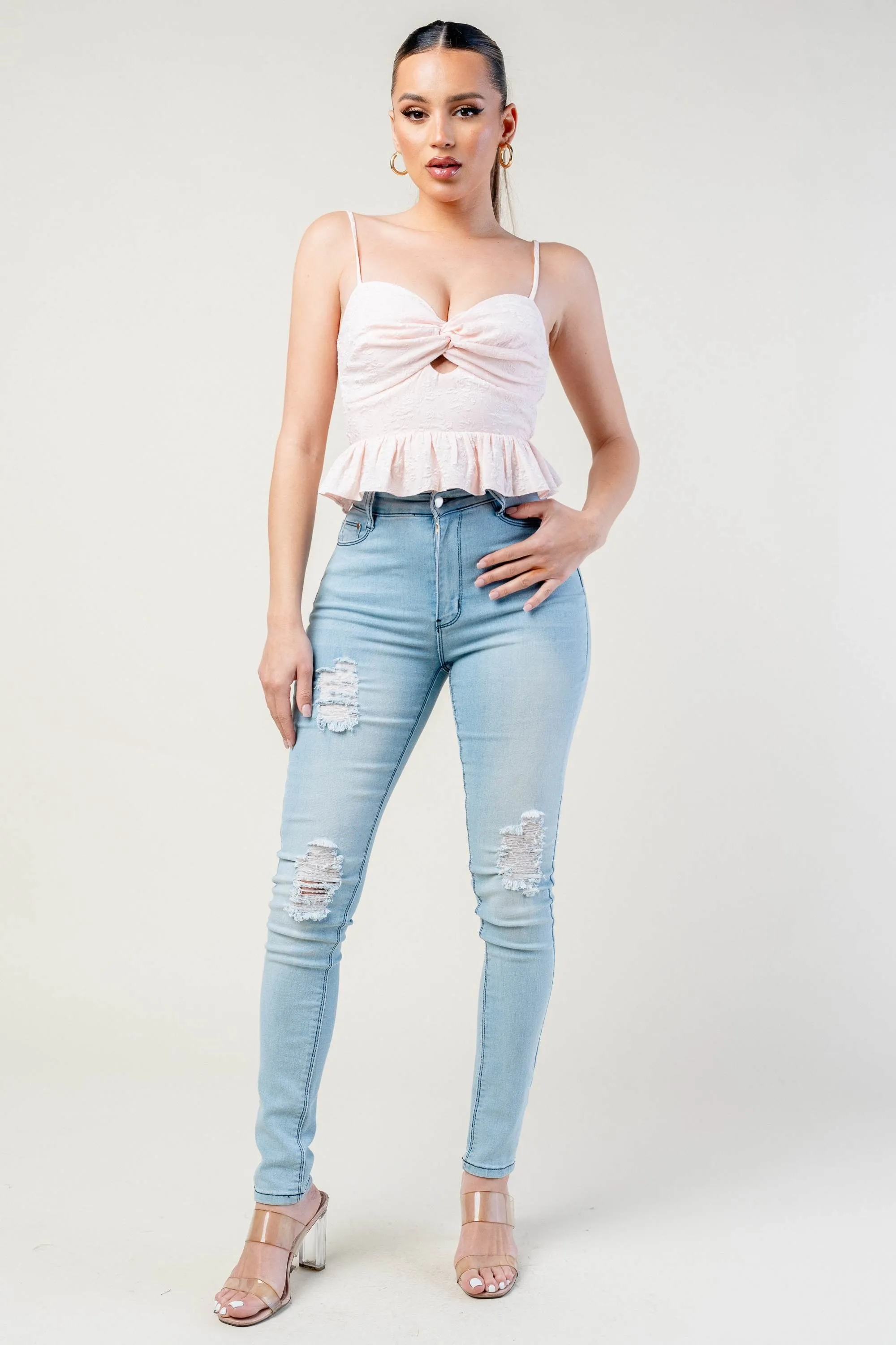 PT45207NST-W / ADORABLE TWIST SWEETHEART RUFFLED CAMI TANK TOP sold by privy product image thumbnail 5