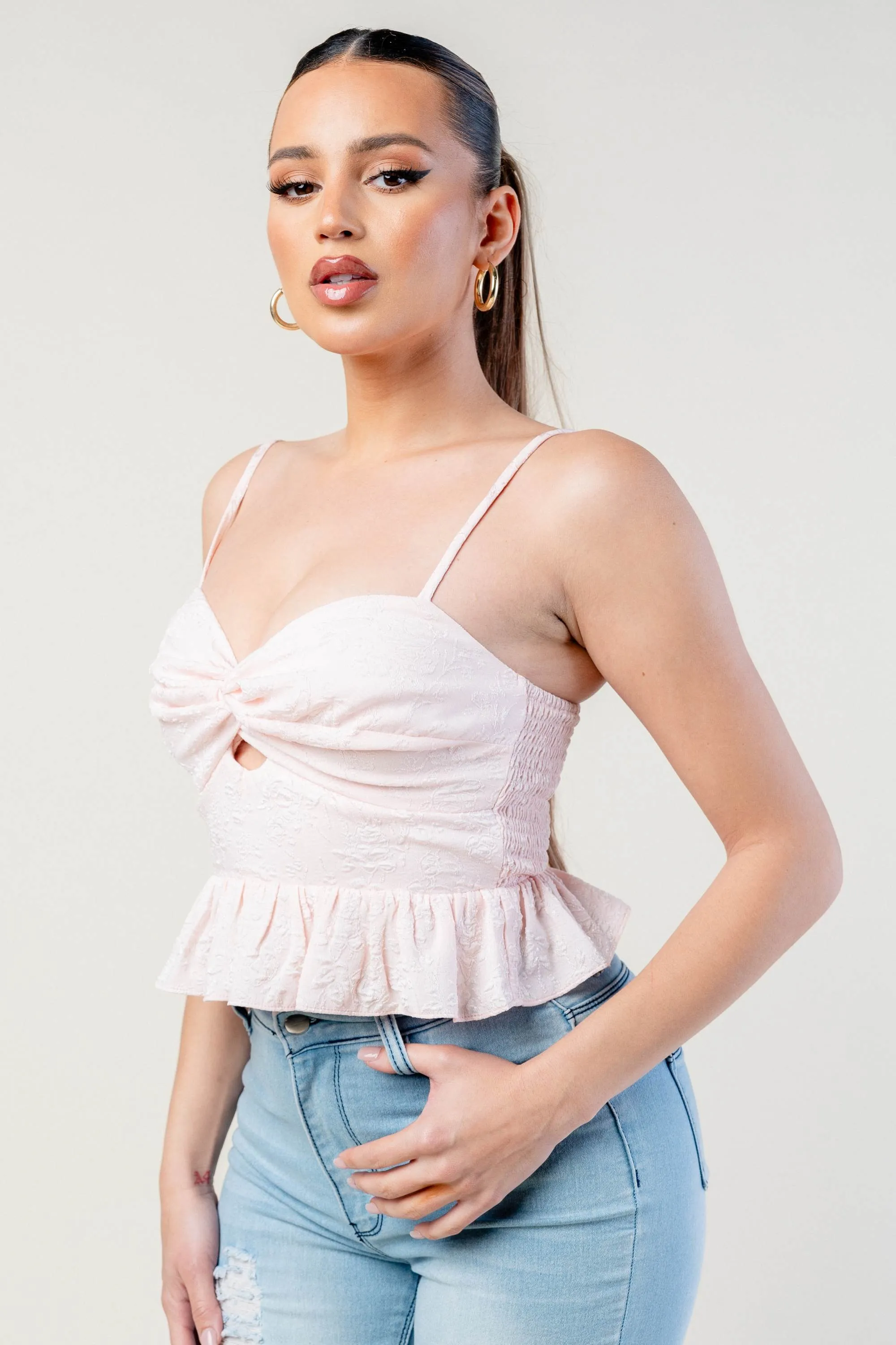 PT45207NST-W / ADORABLE TWIST SWEETHEART RUFFLED CAMI TANK TOP sold by privy product image thumbnail 3