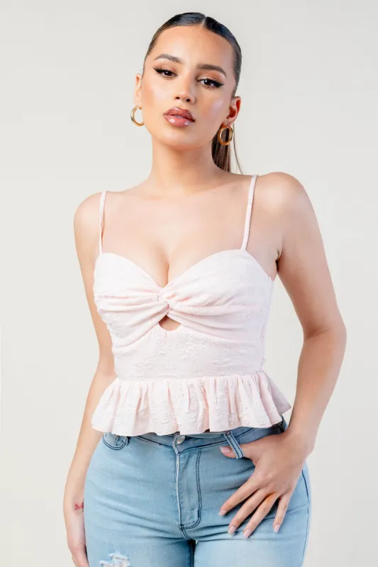 PT45207NST-W / ADORABLE TWIST SWEETHEART RUFFLED CAMI TANK TOP sold by privy