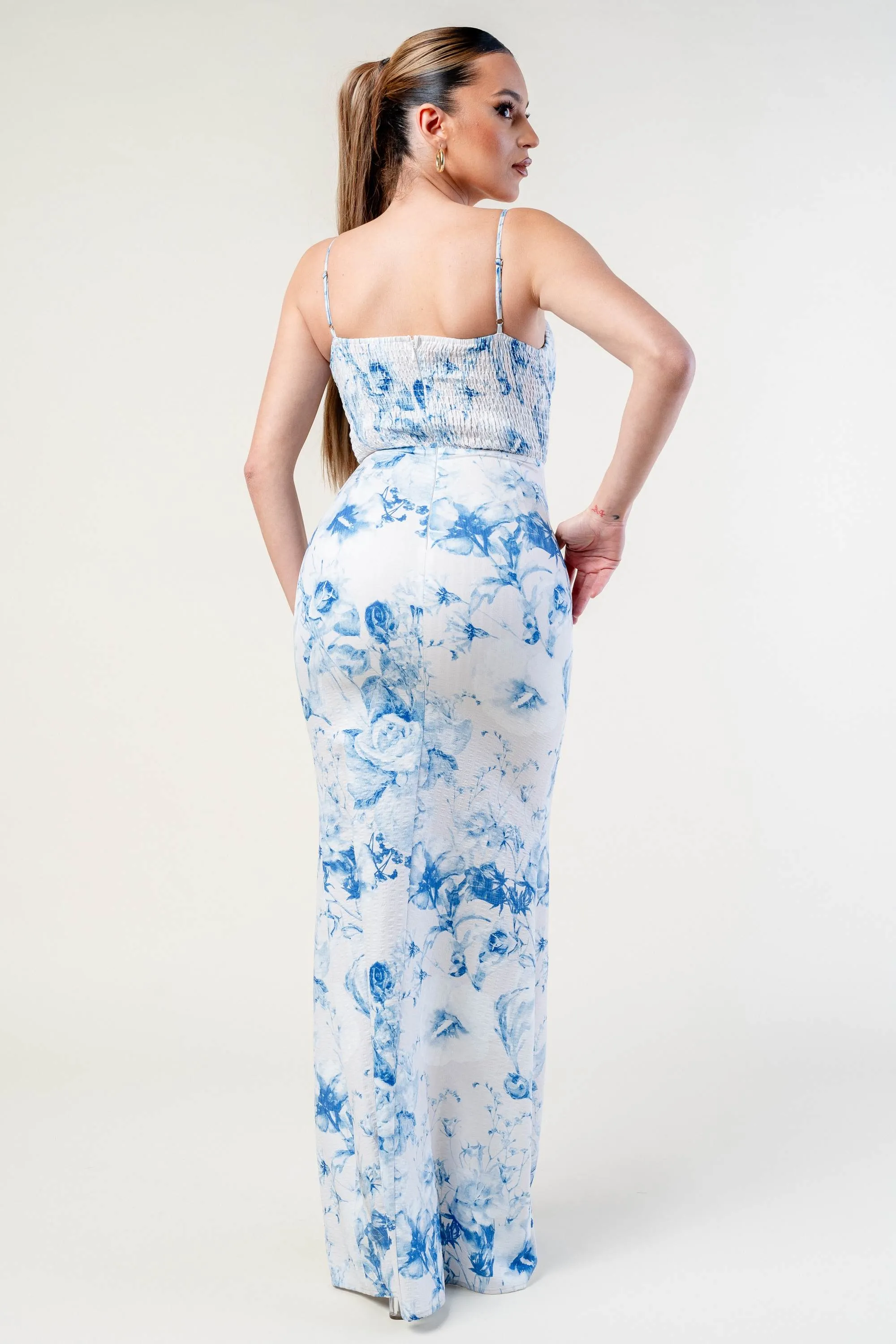 ROMANTIC FLORAL PRINT RUCHED SWEETHEART MAXI DRESS sold by privy product image thumbnail 3