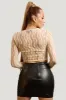 LUXE STRETCH LACE RUFFLED LONG SLEEVES CROPPED TOP sold by privy