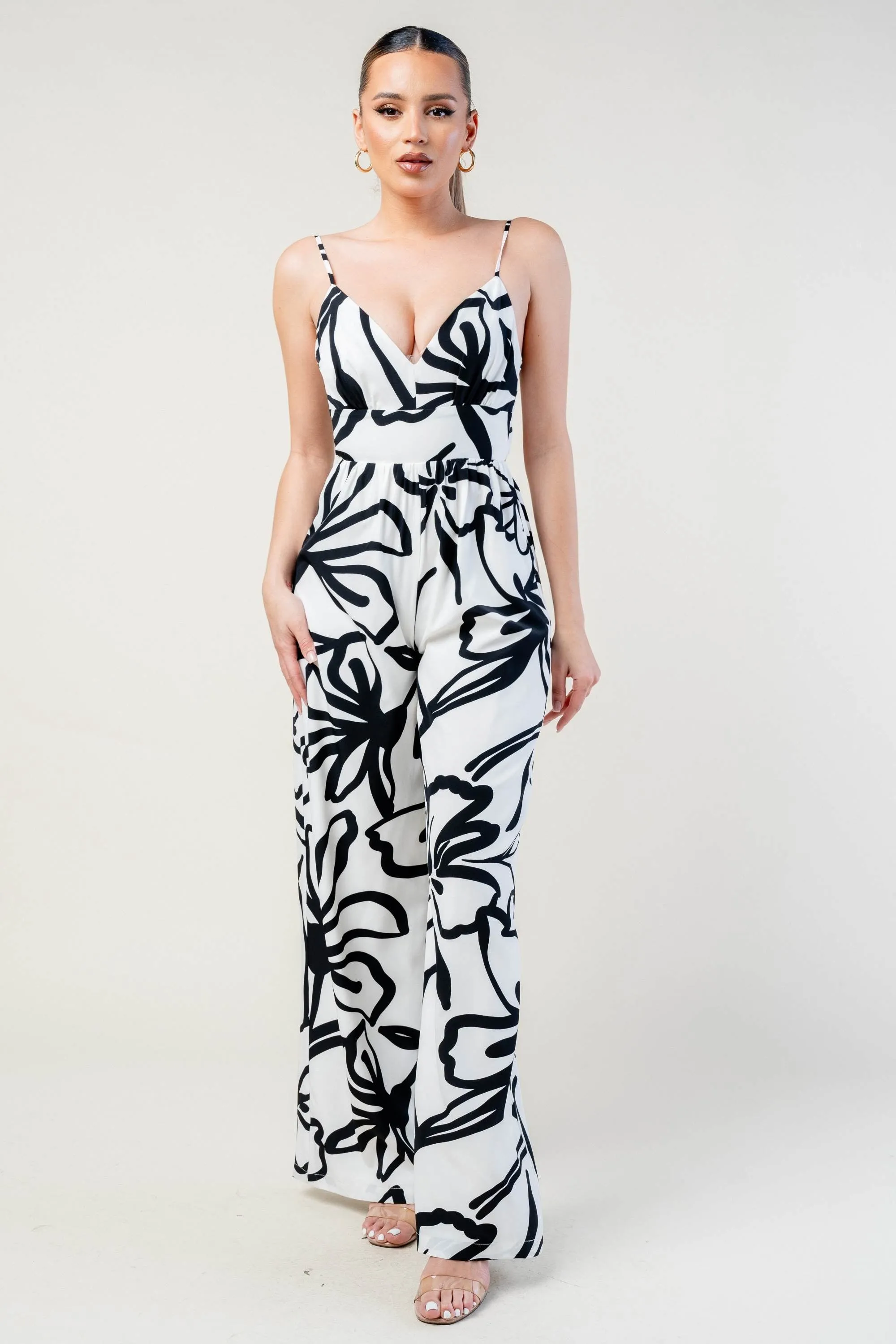 PJ11212E-W / CHIC ABSTRACT PRINT SLEEVELESS RELAX FIT JUMPSUIT sold by privy product image thumbnail 4