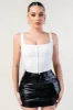 PT45181STP-W / CHIC STRETCH SQUARE NECK HOOKED WOVEN CROPPED TOP sold by privy