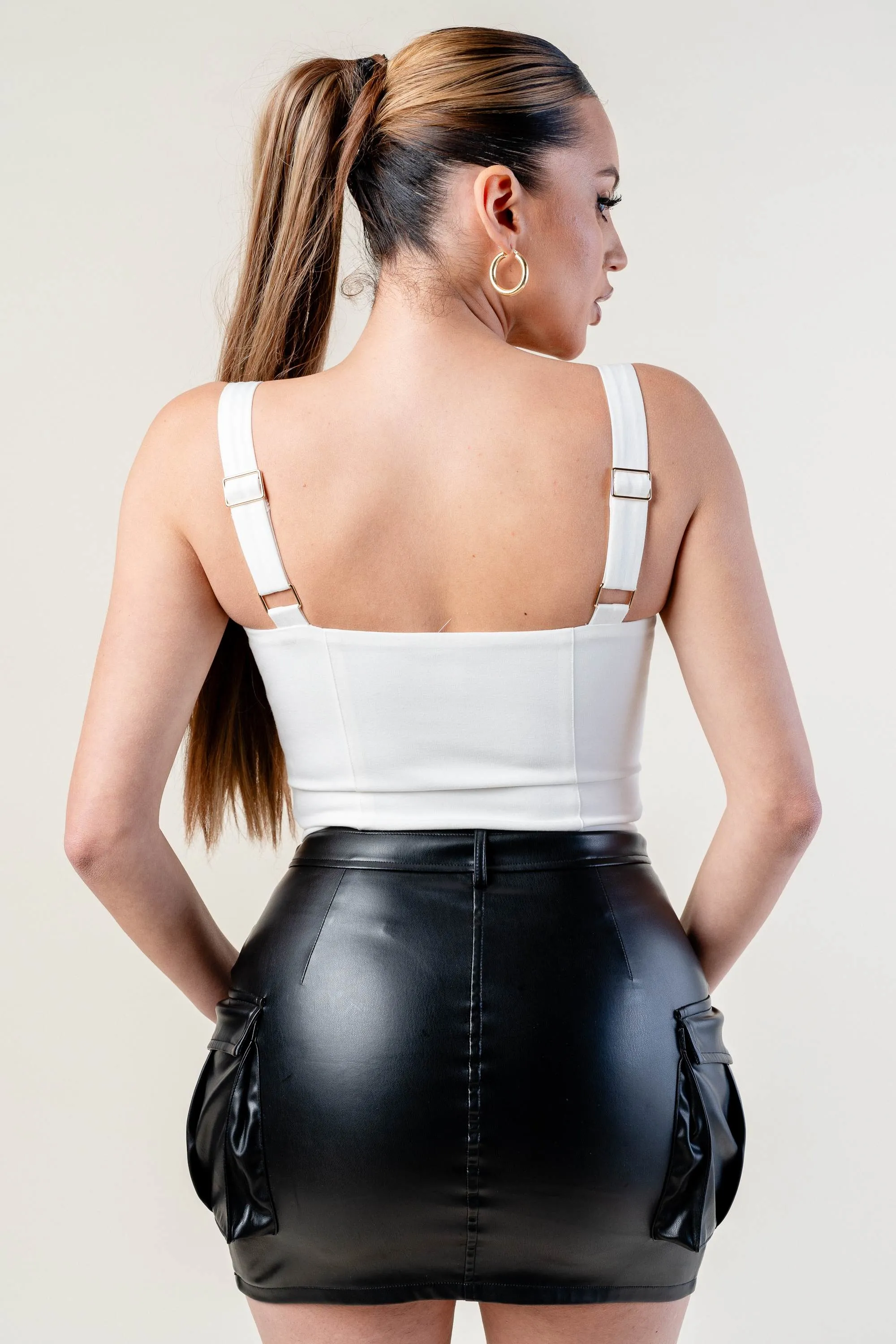 PT45181STP-W / CHIC STRETCH SQUARE NECK HOOKED WOVEN CROPPED TOP sold by privy product image thumbnail 4