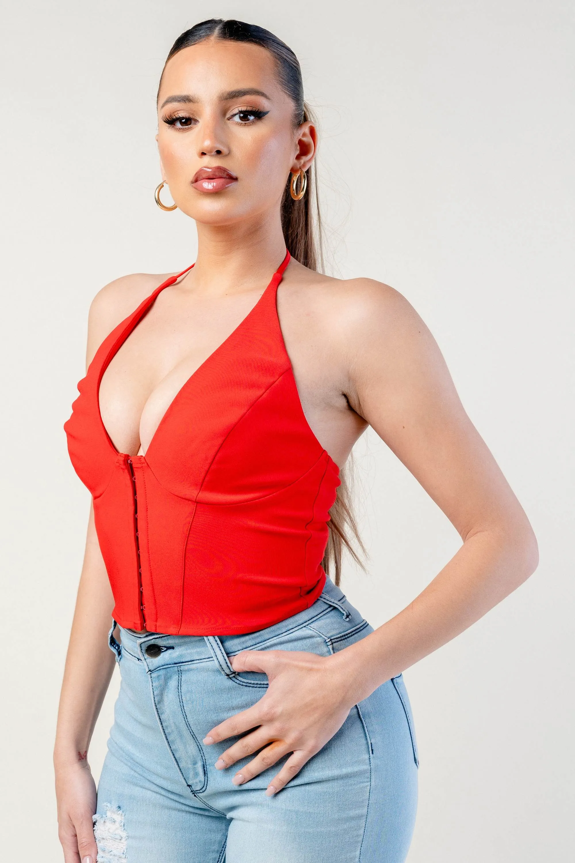 SEXY HALTER HOOKED BACKLESS BUSTIER CROPPED TOP sold by privy product image thumbnail 2
