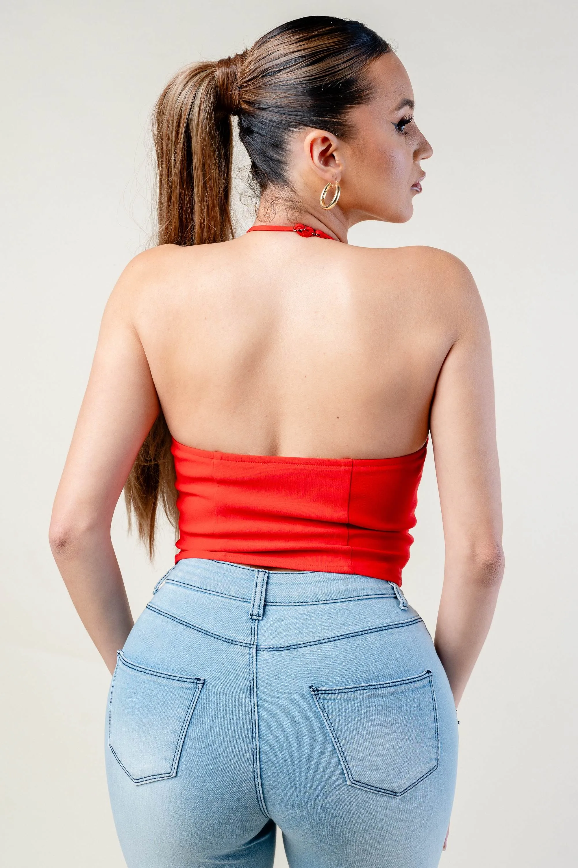 SEXY HALTER HOOKED BACKLESS BUSTIER CROPPED TOP sold by privy product image thumbnail 3