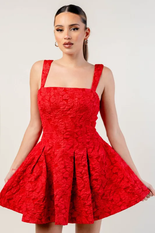 FLORAL JACQUARD KNIT FLARE MINI DRESS sold by privy