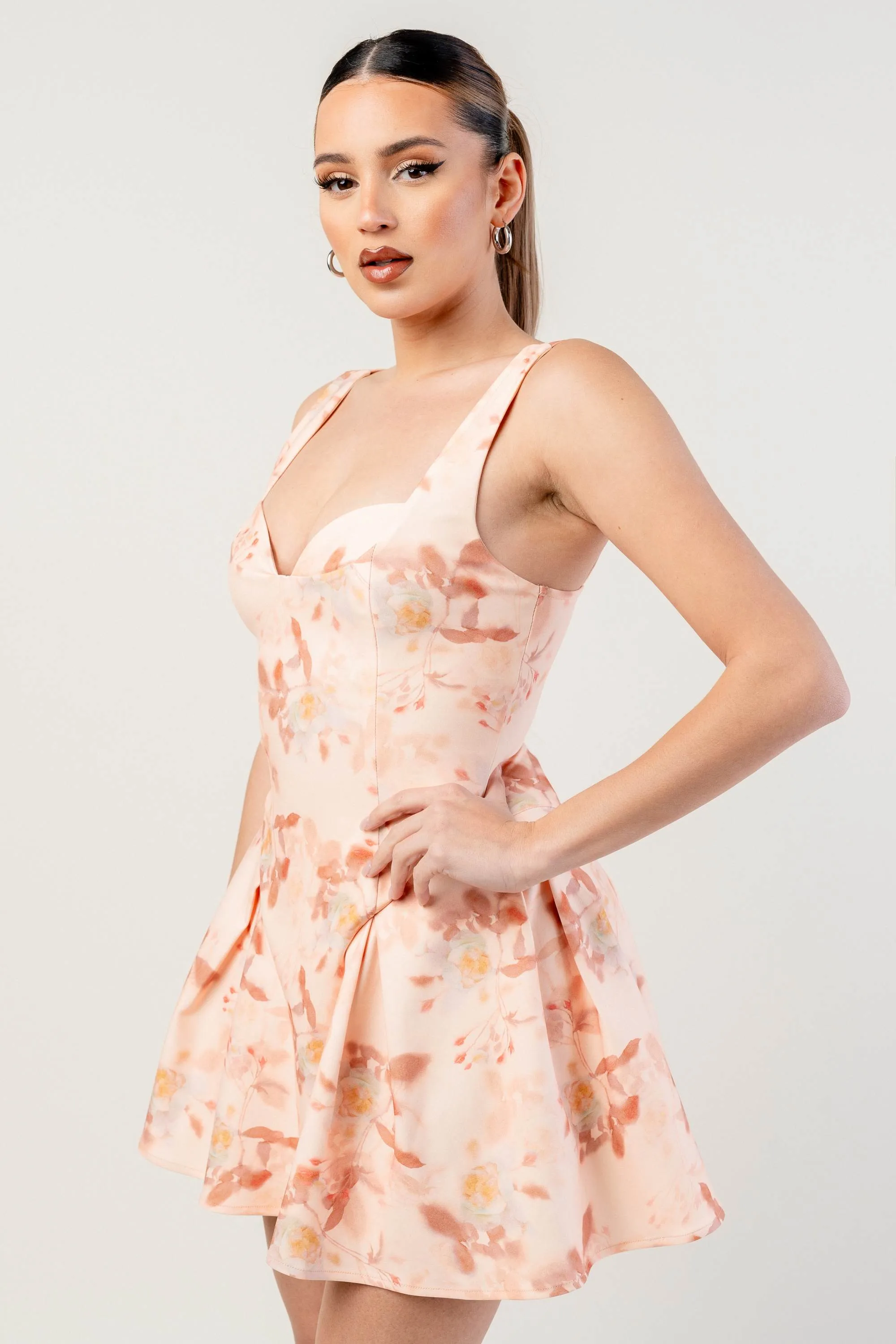 THICK STRETCH WOVEN PRINT MINI SKATER DRESS sold by privy product image thumbnail 2