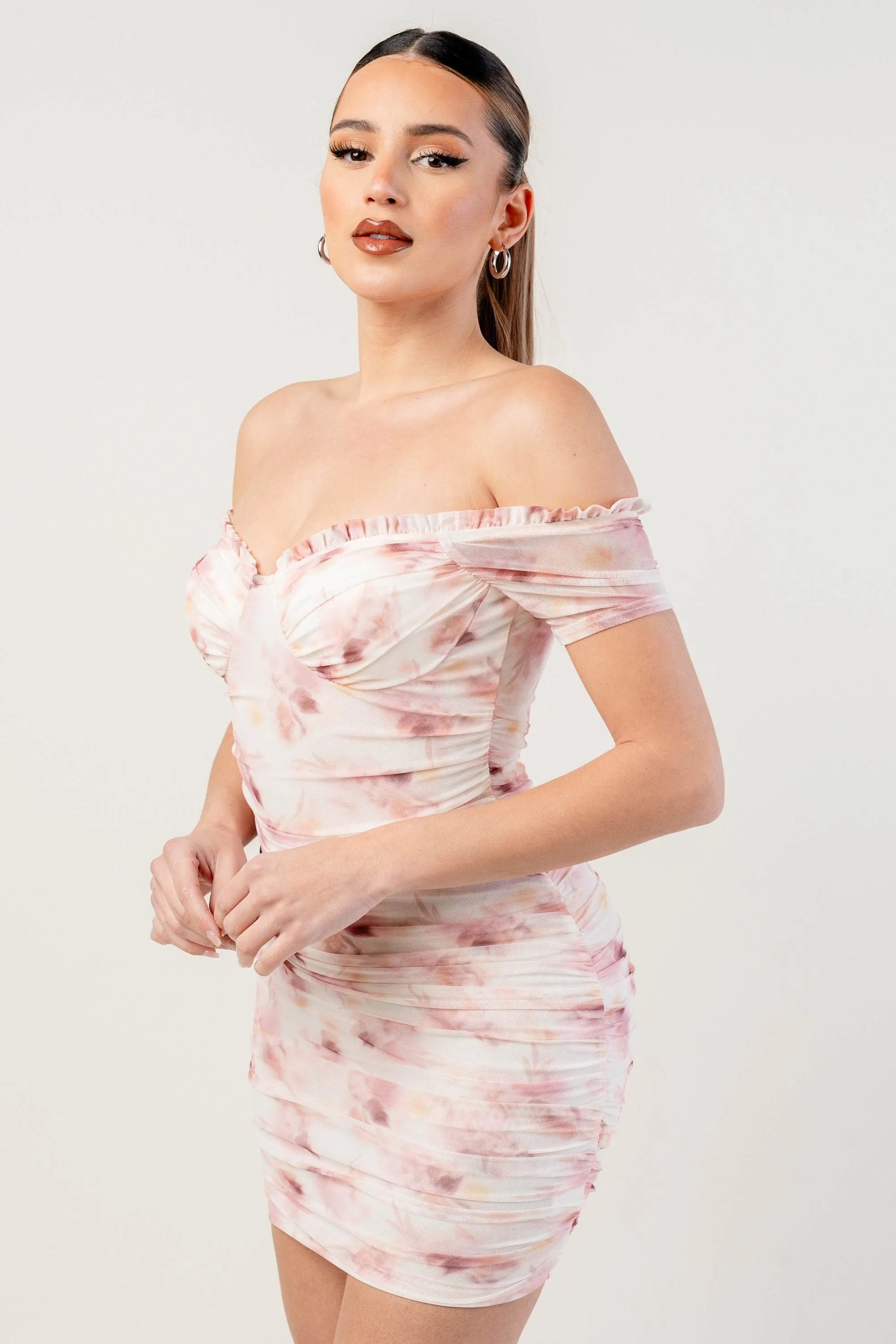 ROMANTIC FLORAL MESH OFF SHOULDER MINI DRESS sold by privy product image thumbnail 3