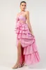 PD76598SST-W / LINEN ROSETTE HALTER SLITTED TIERED MAXI DRESS sold by privy