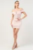 PD78525K / LUXE PEARL SATIN OFF SHOULDER RUCHED MINI DRESS sold by privy