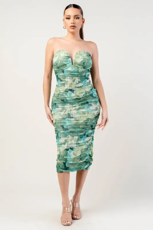 PDKS78573N / ROMANTIC MESH PRINT MIDI DRESS sold by privy