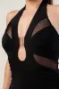 SEXY HALTER NECK MESH INSET TRIM DETAIL MINI DRESS sold by privy