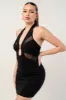 SEXY HALTER NECK MESH INSET TRIM DETAIL MINI DRESS sold by privy