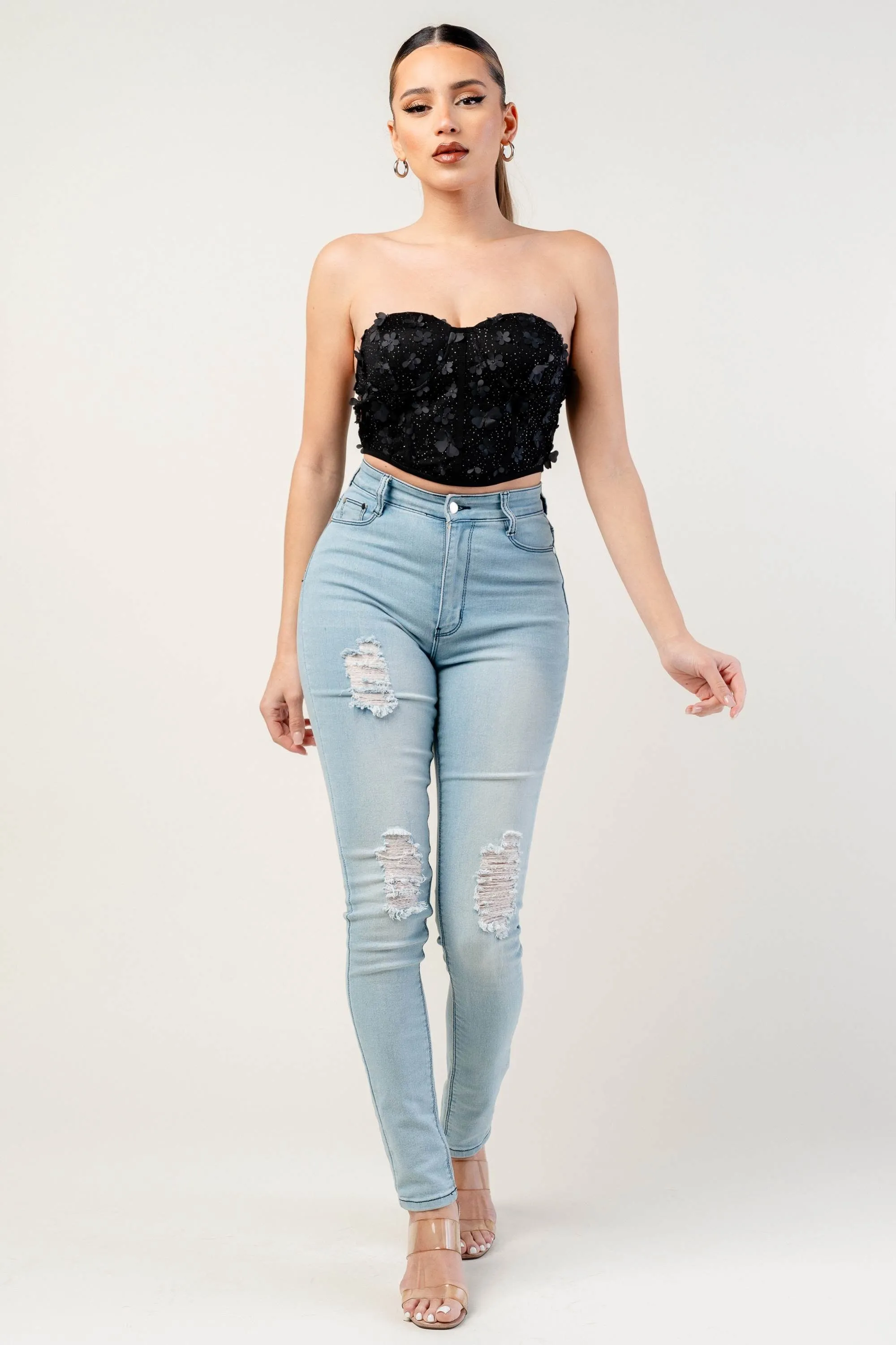 PT45091E / SEXY 3D FLOWER MESH BUSTIER TUBE TOP sold by privy product image thumbnail 5