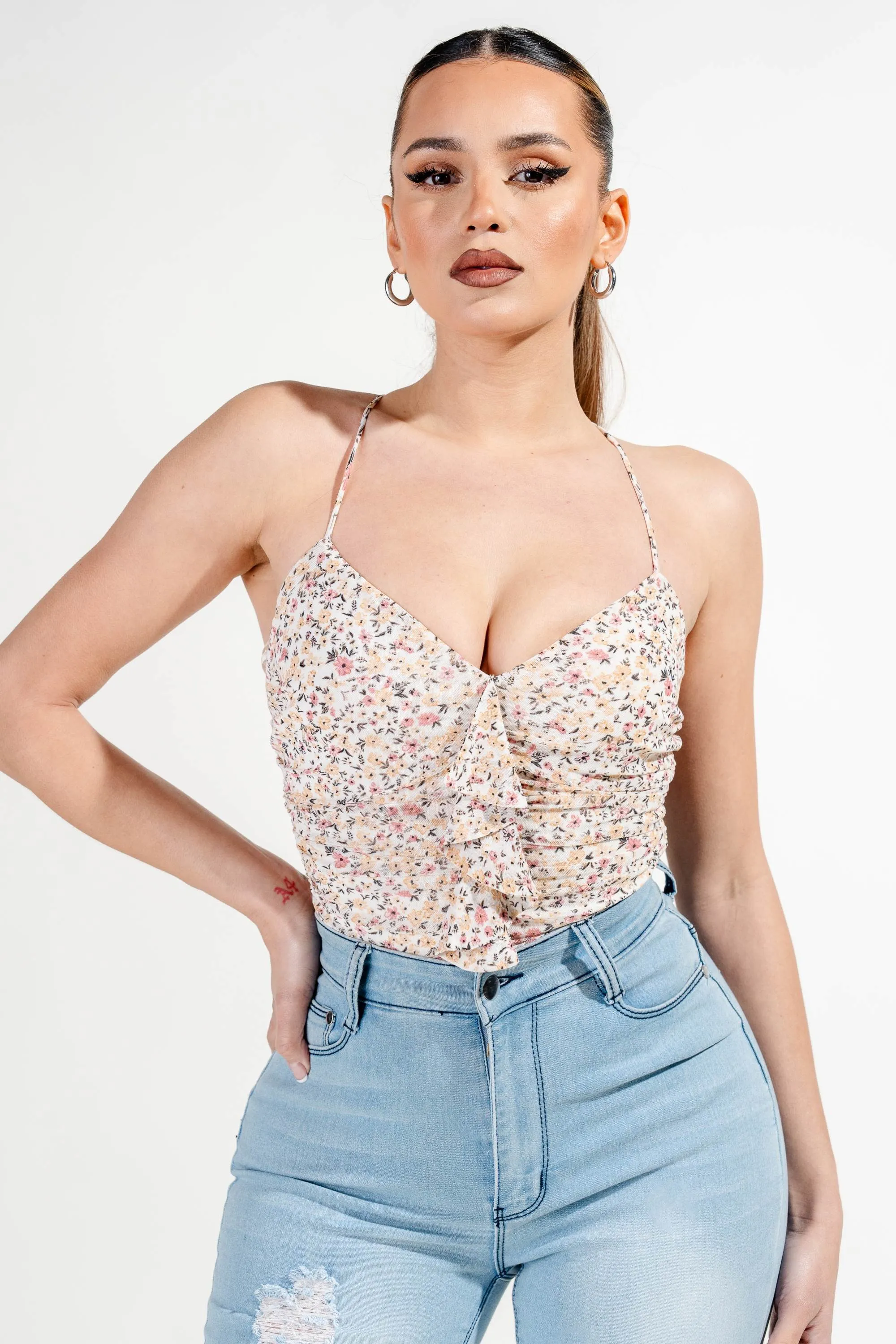 PT44758E-W / MESH PRINT BODYSUIT sold by privy product image thumbnail 4