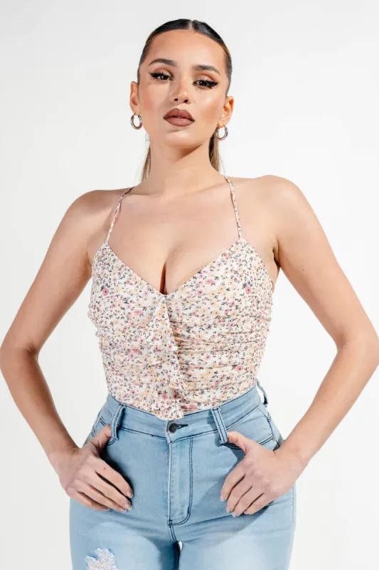 PT44758E-W / MESH PRINT BODYSUIT sold by privy