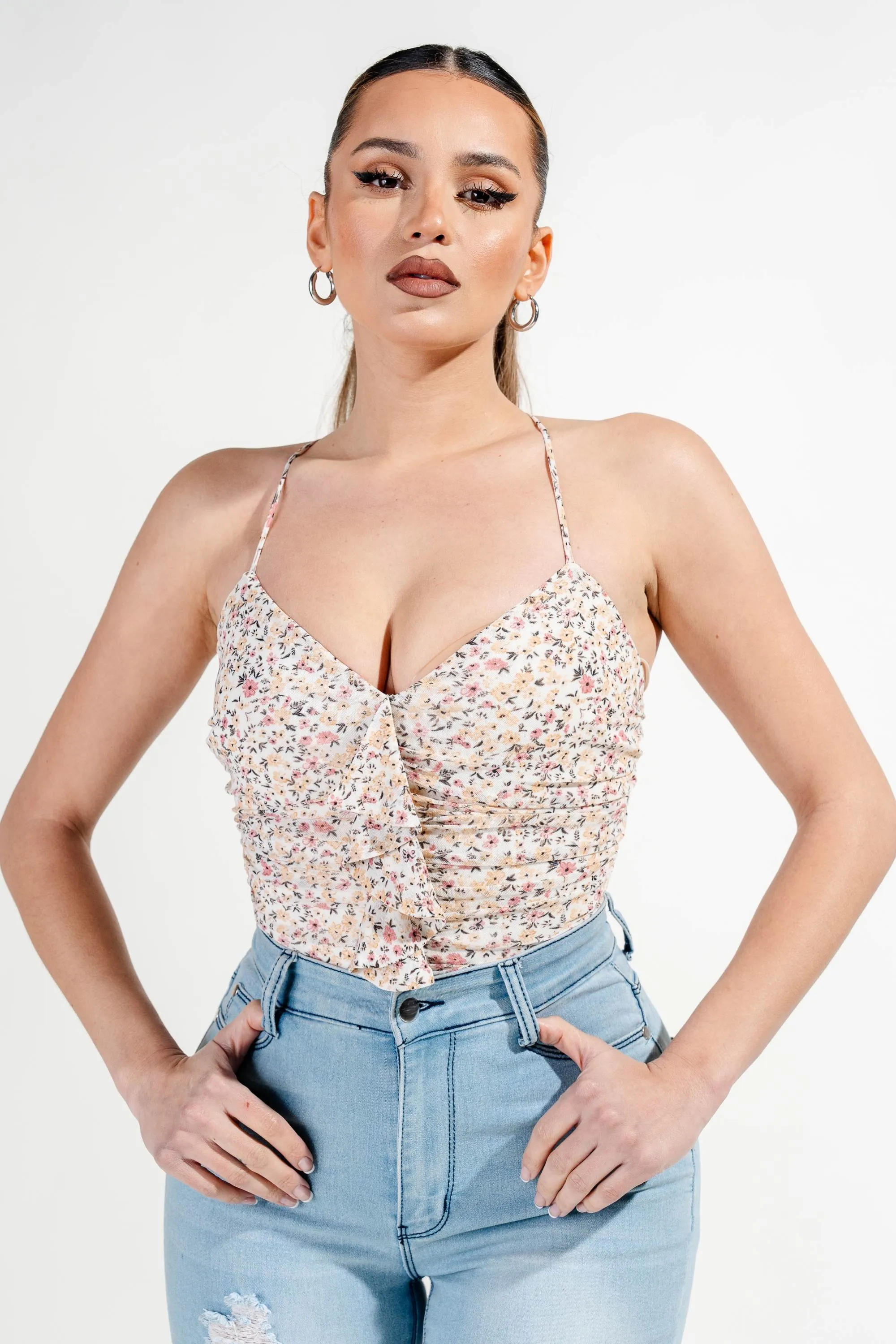 PT44758E-W / MESH PRINT BODYSUIT sold by privy