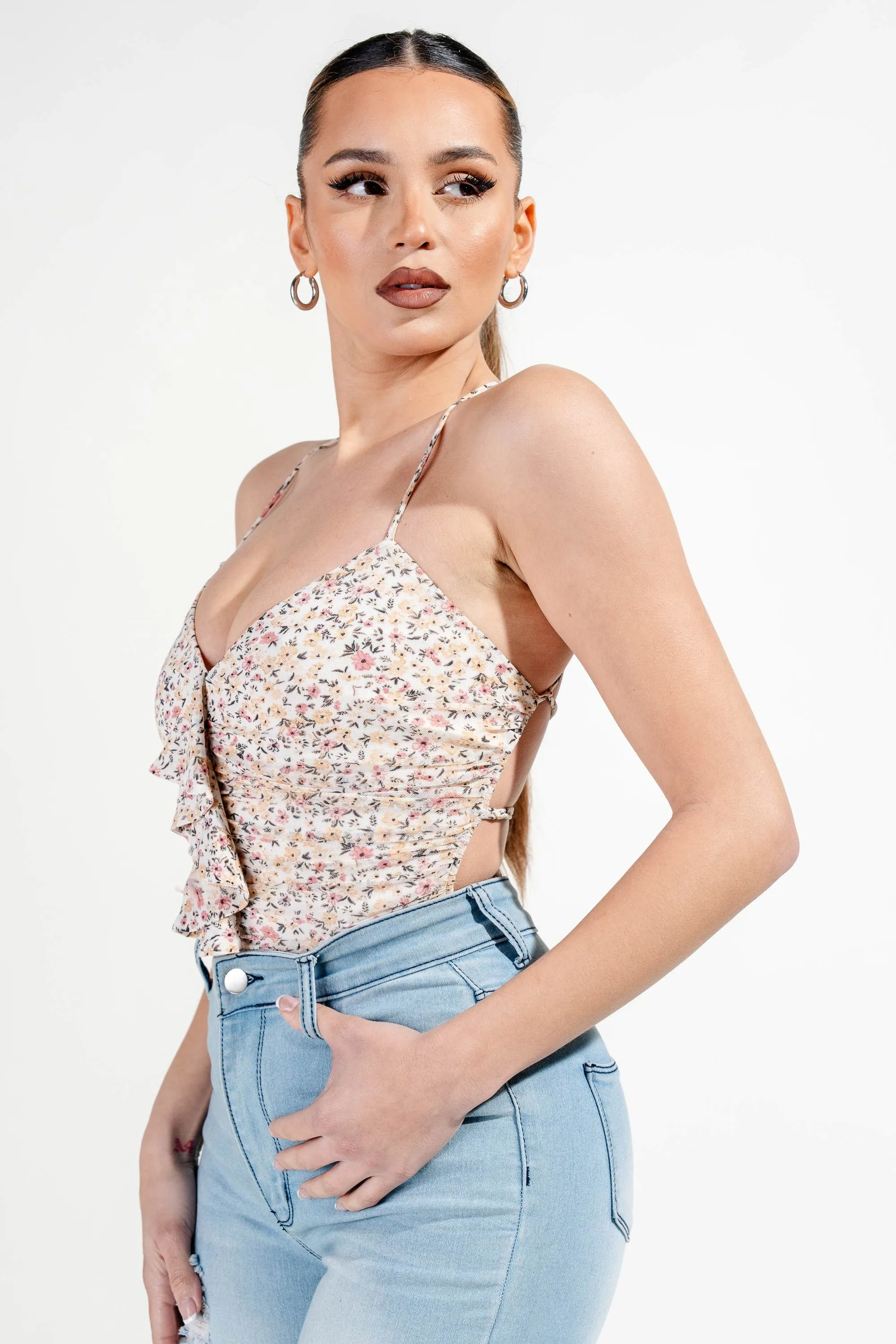 PT44758E-W / MESH PRINT BODYSUIT sold by privy product image thumbnail 2