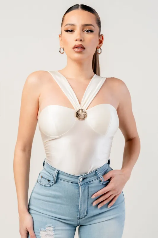 PEARL SATIN KNIT BODYSUIT sold by privy