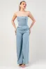 PJ11182EST-W / STRECH WIDE LEG DENIM JUMPSUIT sold by privy