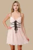 AD3986S / WOVEN PLEATS WITH CONTRAST STRAPPING MINI DRESS sold by privy