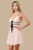 AD3986S / WOVEN PLEATS WITH CONTRAST STRAPPING MINI DRESS sold by privy