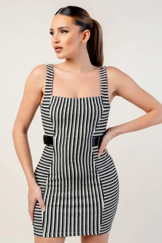 PD78409B-W / TEXTURED STRIPE RIB MINI DRESS sold by privy