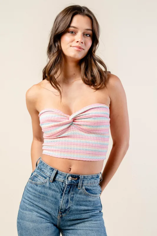 BTKS3194B / STRIPE RIB TUBE TOP sold by privy
