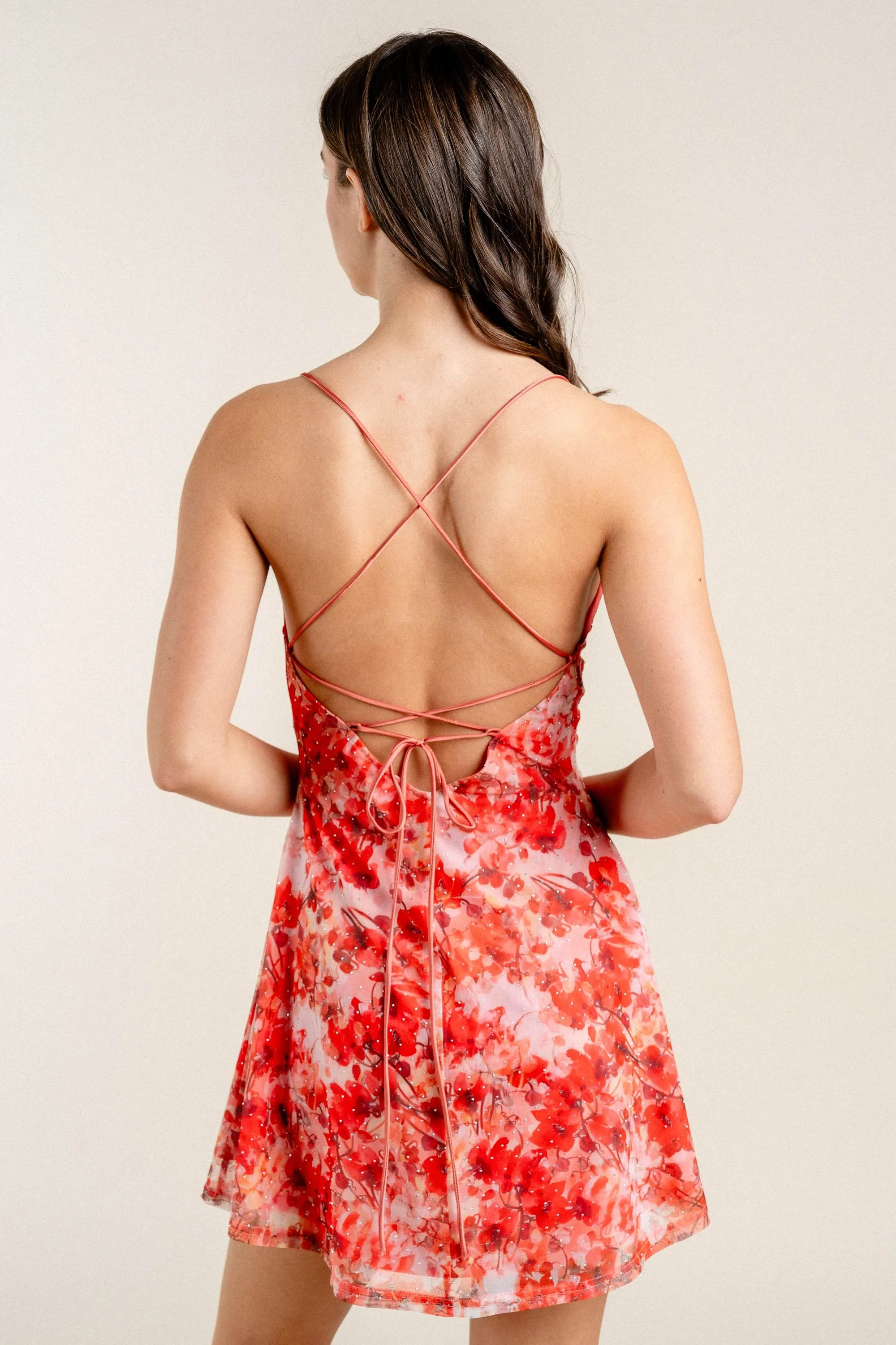 BD12717E / ROMANTIC FLORAL PRINT MESH HOTFIX TANK MINI DRESS sold by privy product image thumbnail 4