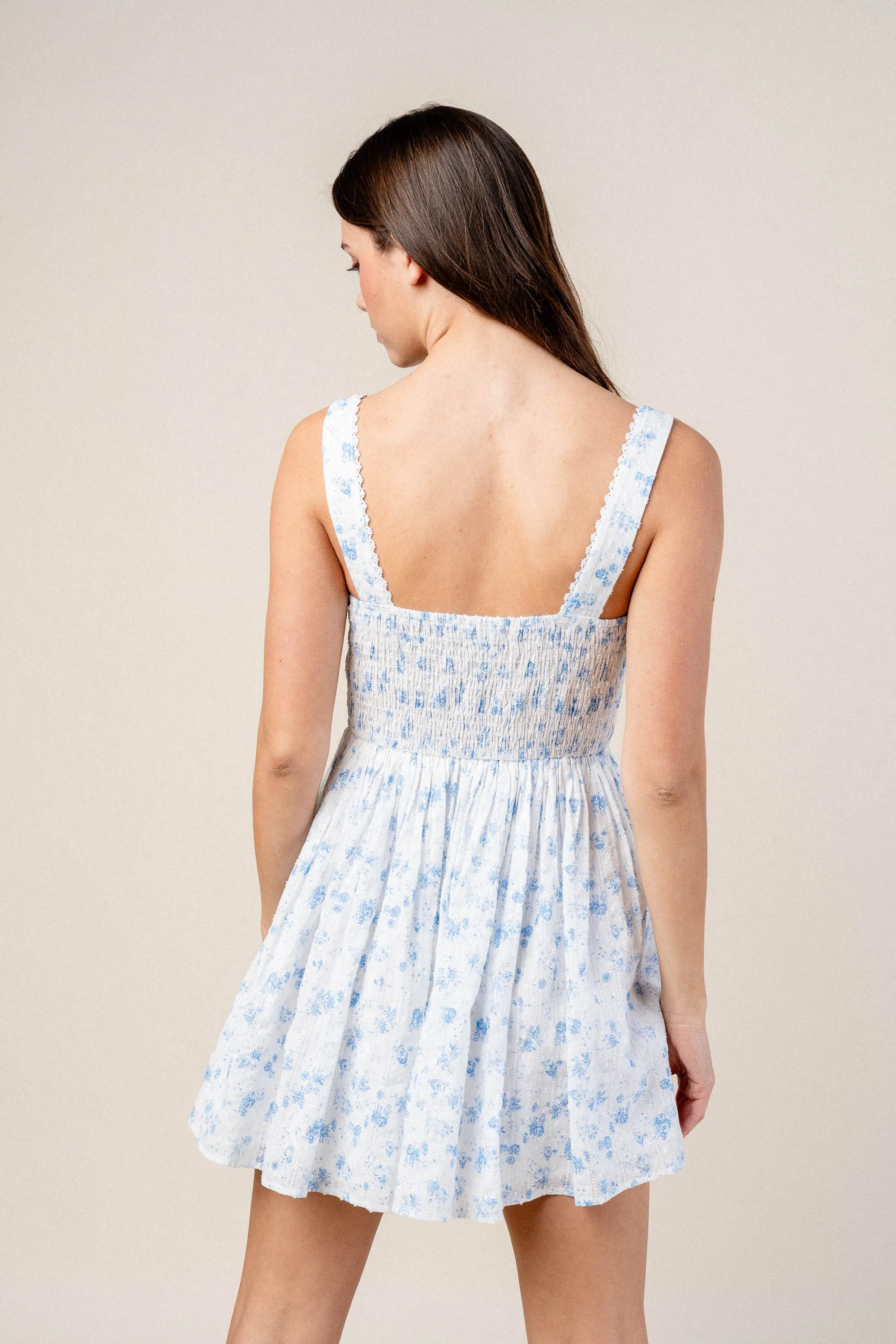 ROMANTIC FLORAL LACE TRIM SQUARE NECK SKATER MINI DRESS sold by privy product image thumbnail 3