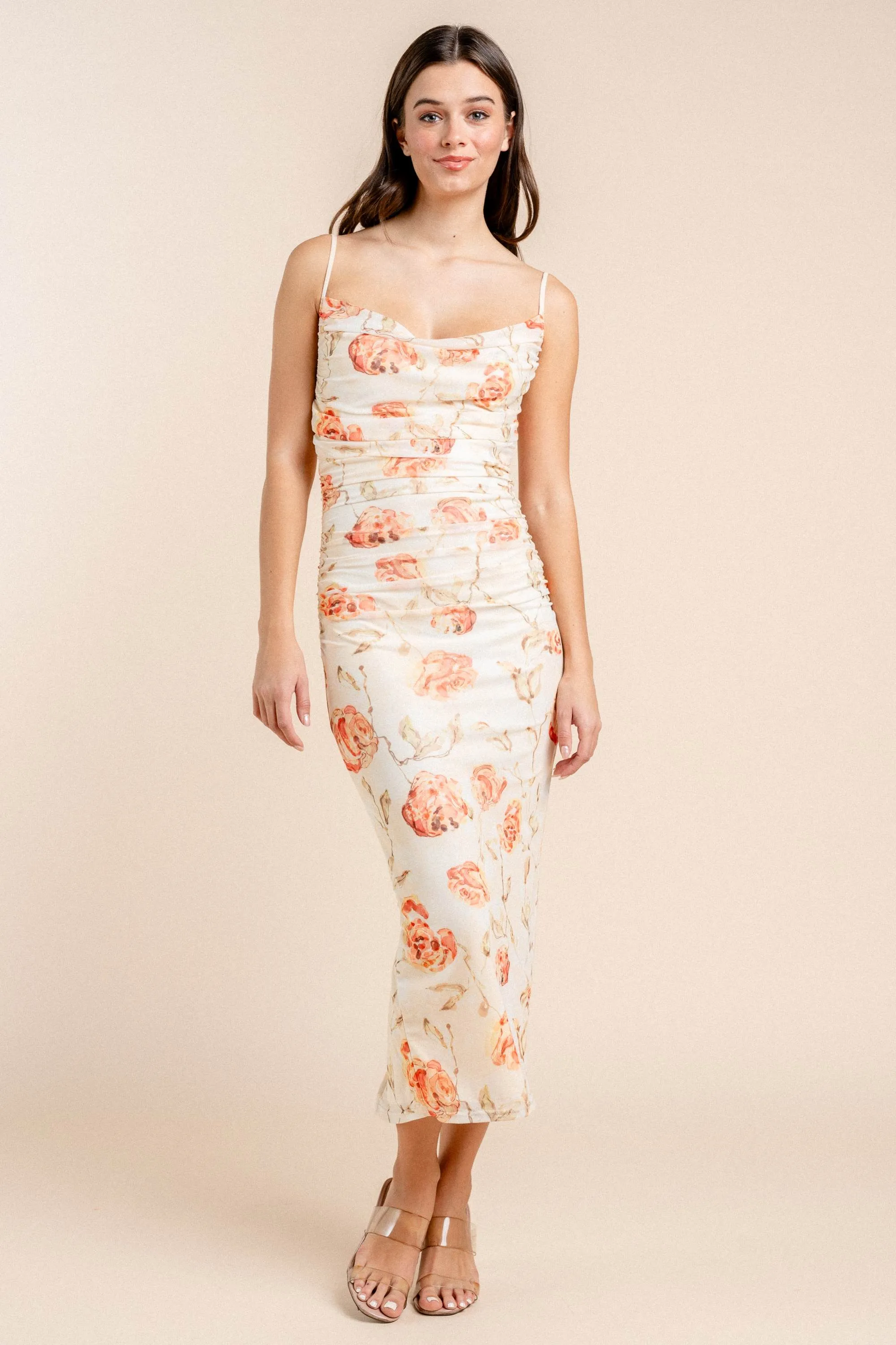 BD12724 / ROMANTIC FLORAL PRINT MESH COWL NECK MAXI DRESS sold by privy product image thumbnail 4