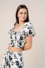 FLORAL PRINT CROP TOP AND WIDE LONG PANTS SET sold by privy