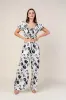 FLORAL PRINT CROP TOP AND WIDE LONG PANTS SET sold by privy