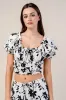 FLORAL PRINT CROP TOP AND WIDE LONG PANTS SET sold by privy