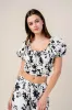 FLORAL PRINT CROP TOP AND WIDE LONG PANTS SET sold by privy