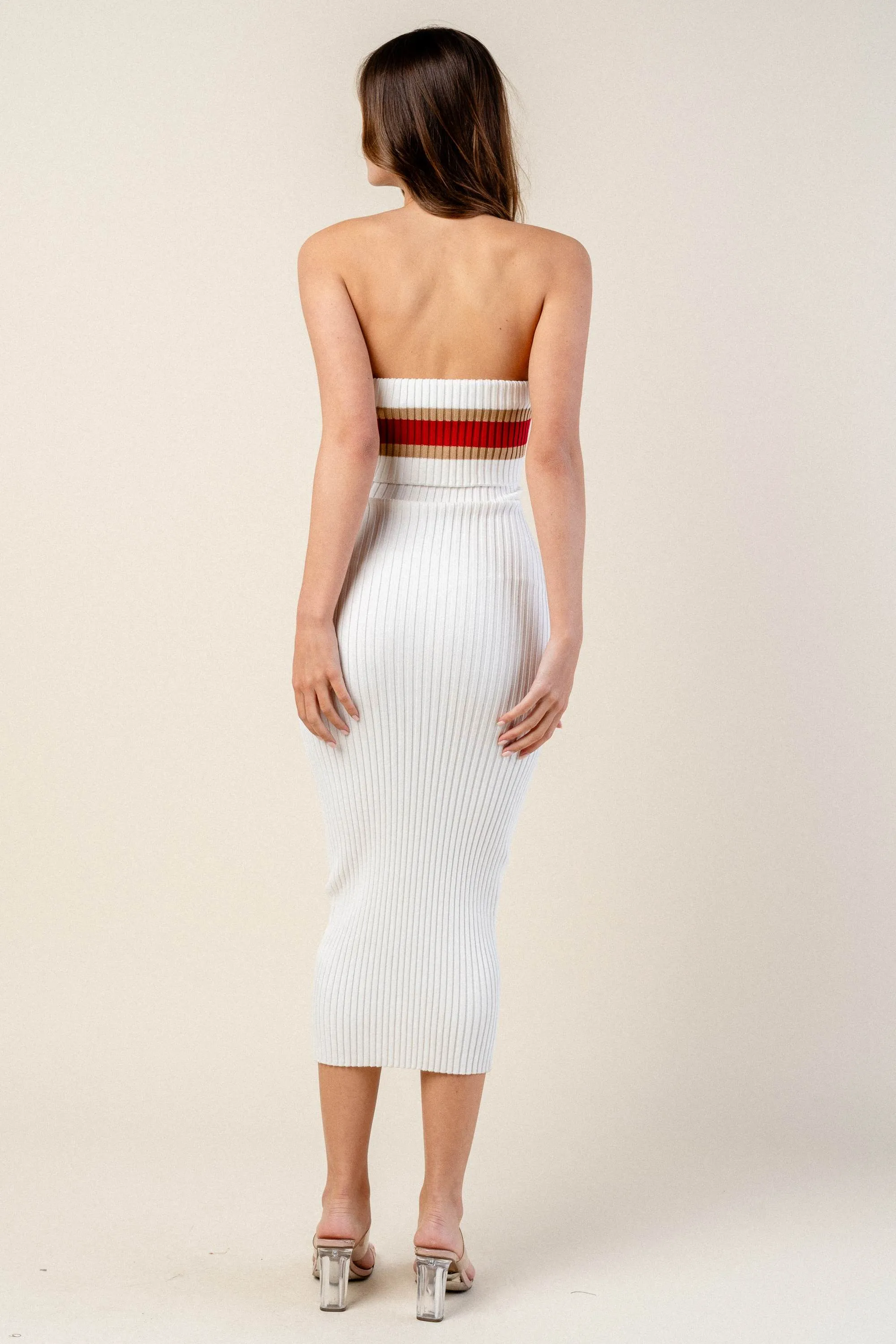 BD12783B / SWEATER RIB STRIPE OFF SHOULDER TUBE MIDI DRESS sold by privy product image thumbnail 3