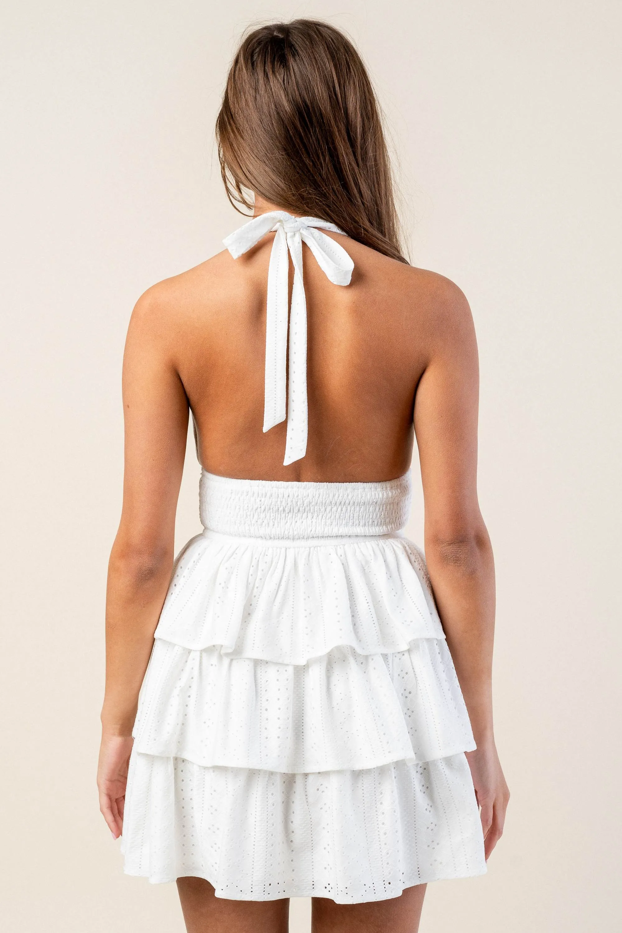 BD12843S / HALTER NECK KNIT EYELET MINI DRESS sold by privy product image thumbnail 3