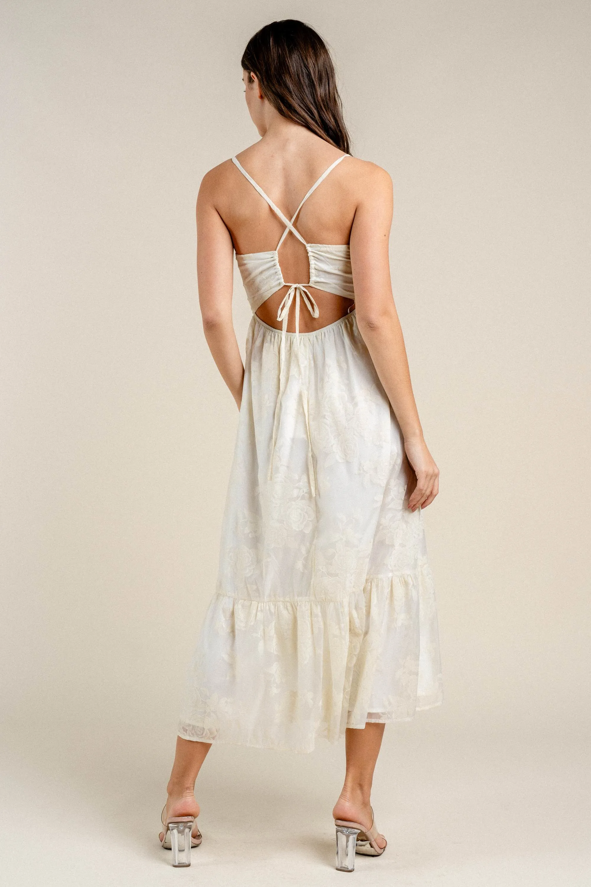 BD12850K / ORGANZA FLOCKING RUFFLED HEM SIDE SLIT MAXI DRESS sold by privy product image thumbnail 4