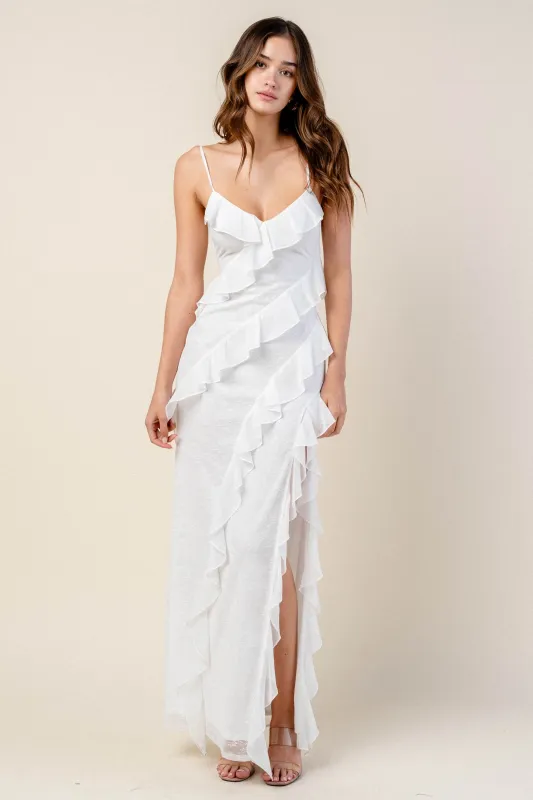 BD12681E / RUFFLE LACE MAXI DRESS sold by privy